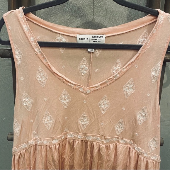 Torrid Blush Pink Embroidered Babydoll Tank - Picture 10 of 11